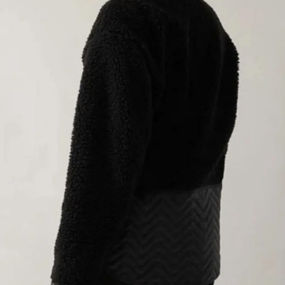 Athleta Cozy Sherpa Snap Sweatshirt in Black NWOT - Picture 2 of 11